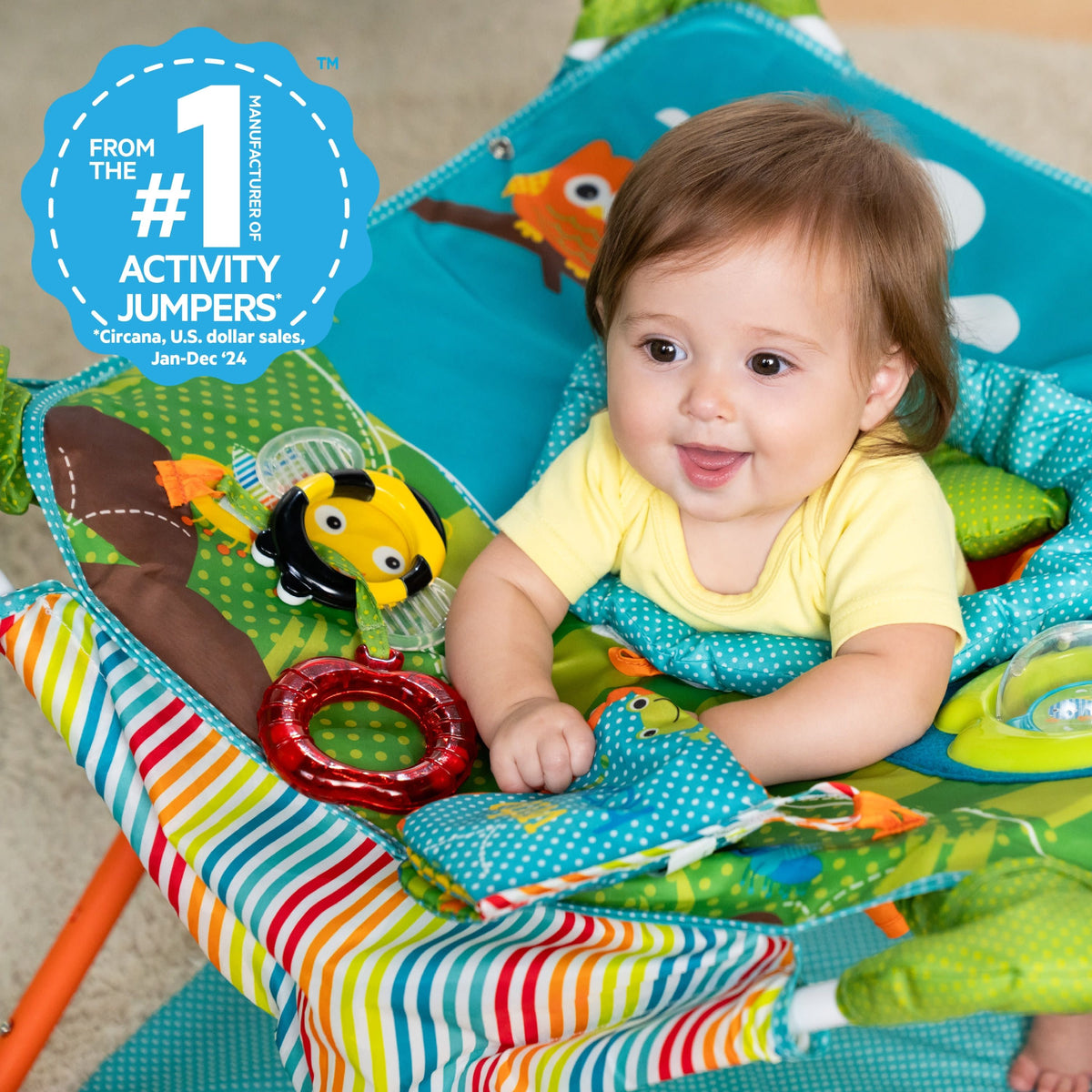 Bright Starts Pop 'N Jump Portable Activity Jumper, Owl Forest