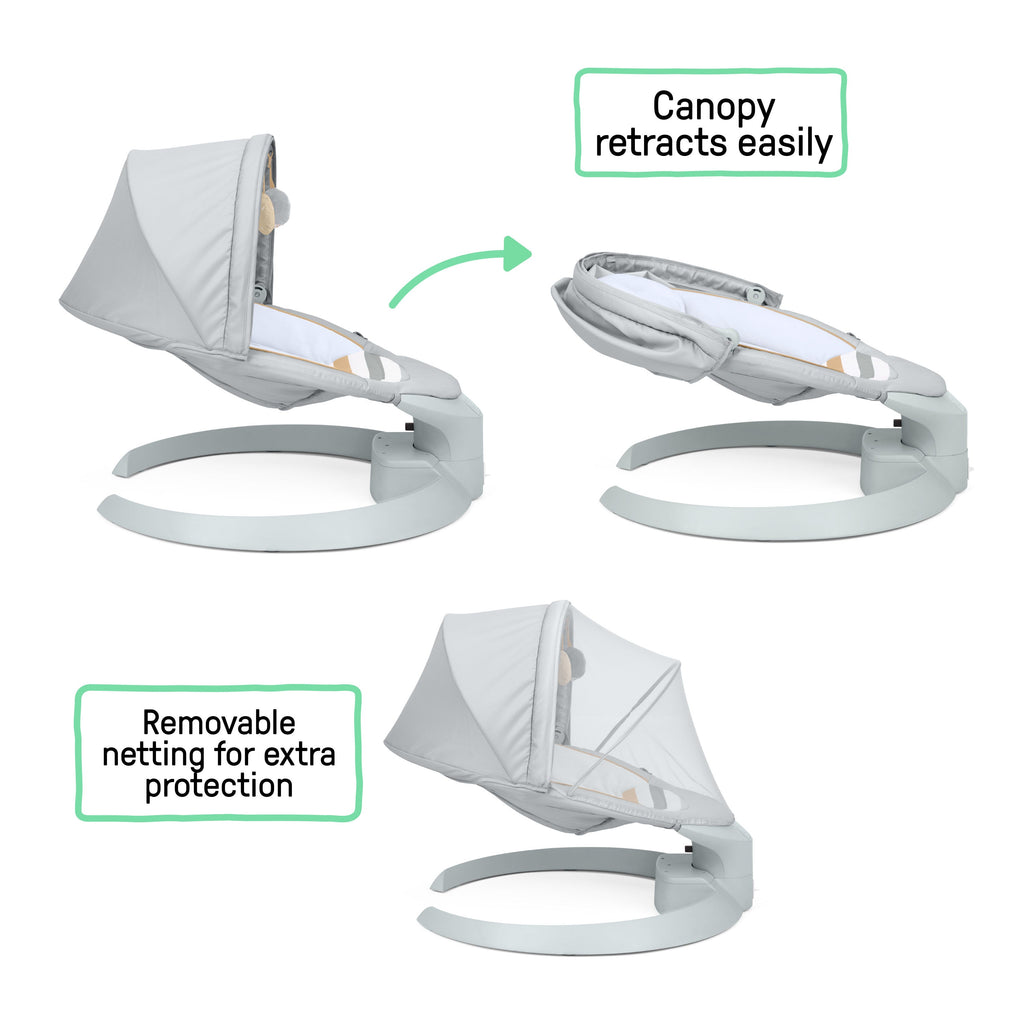 Ingenuity Inlighten Bounce & Sway Swing with Bluetooth & Canopy, 3-in-1 Seat, Ages 0+  Pebble Shore