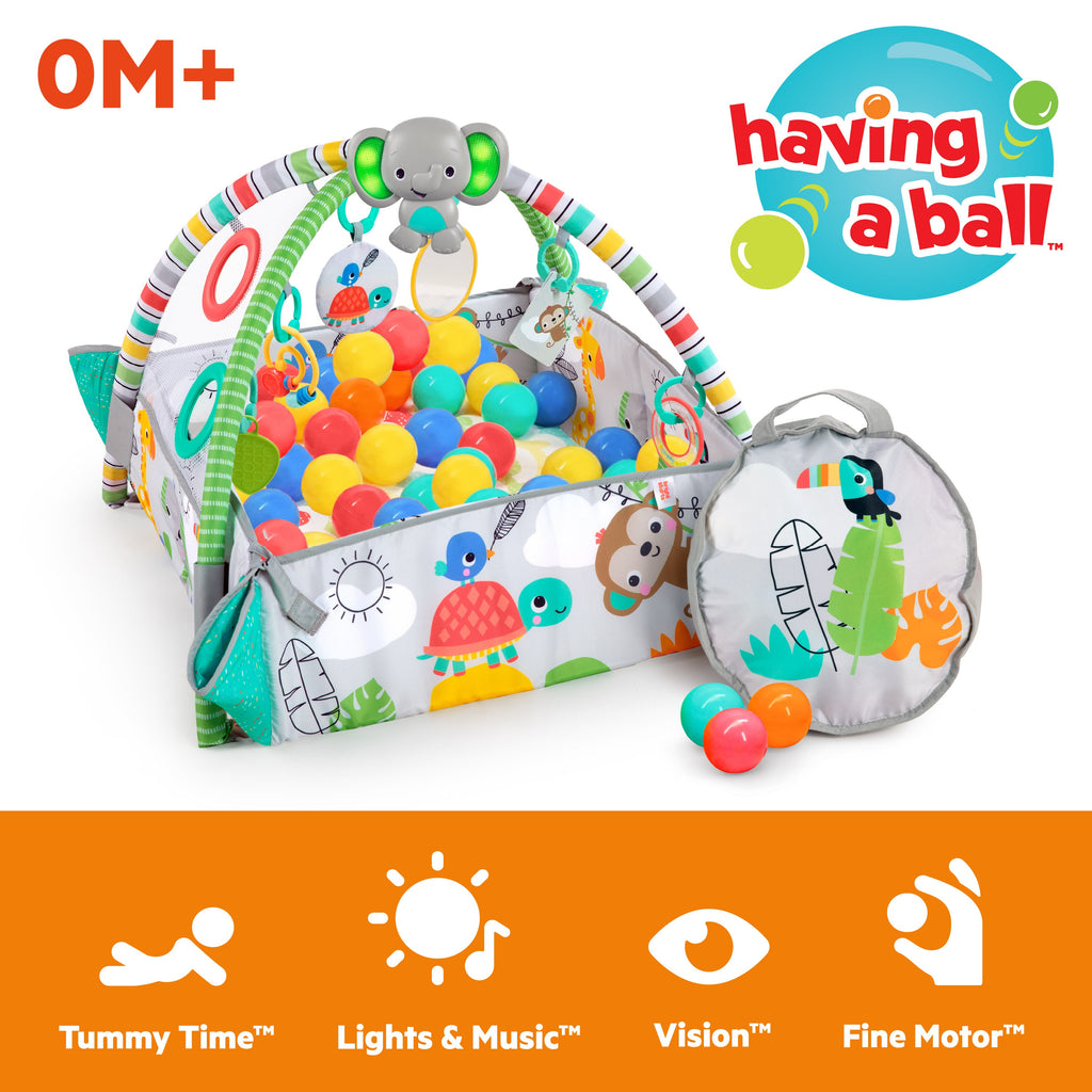 Bright Starts 5-in-1 Your Way Ball Play Baby Activity Gym & Ball Pit, Totally Tropical