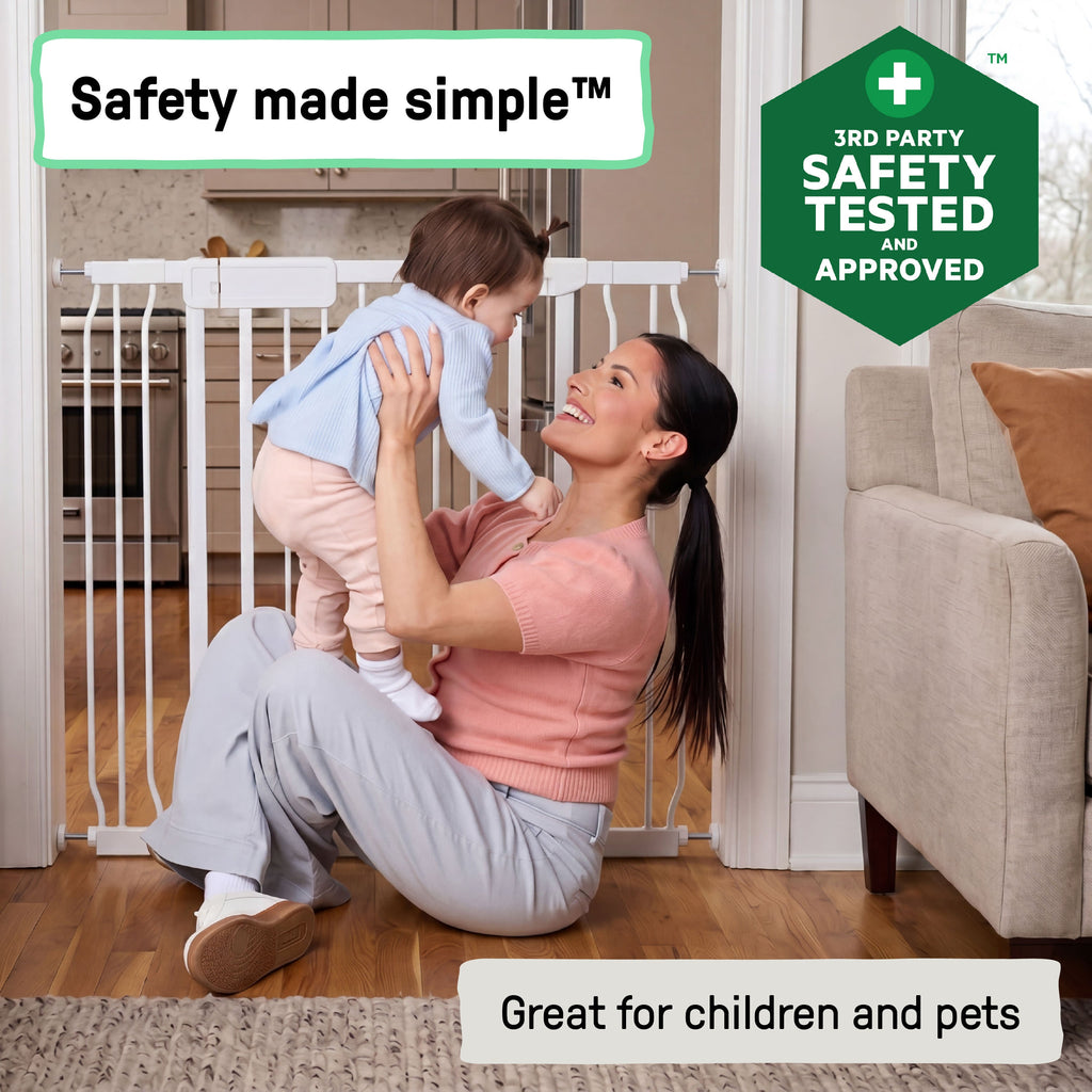 Ingenuity The Doorway Series Hands Free Open Gate for Babies and Pets - White