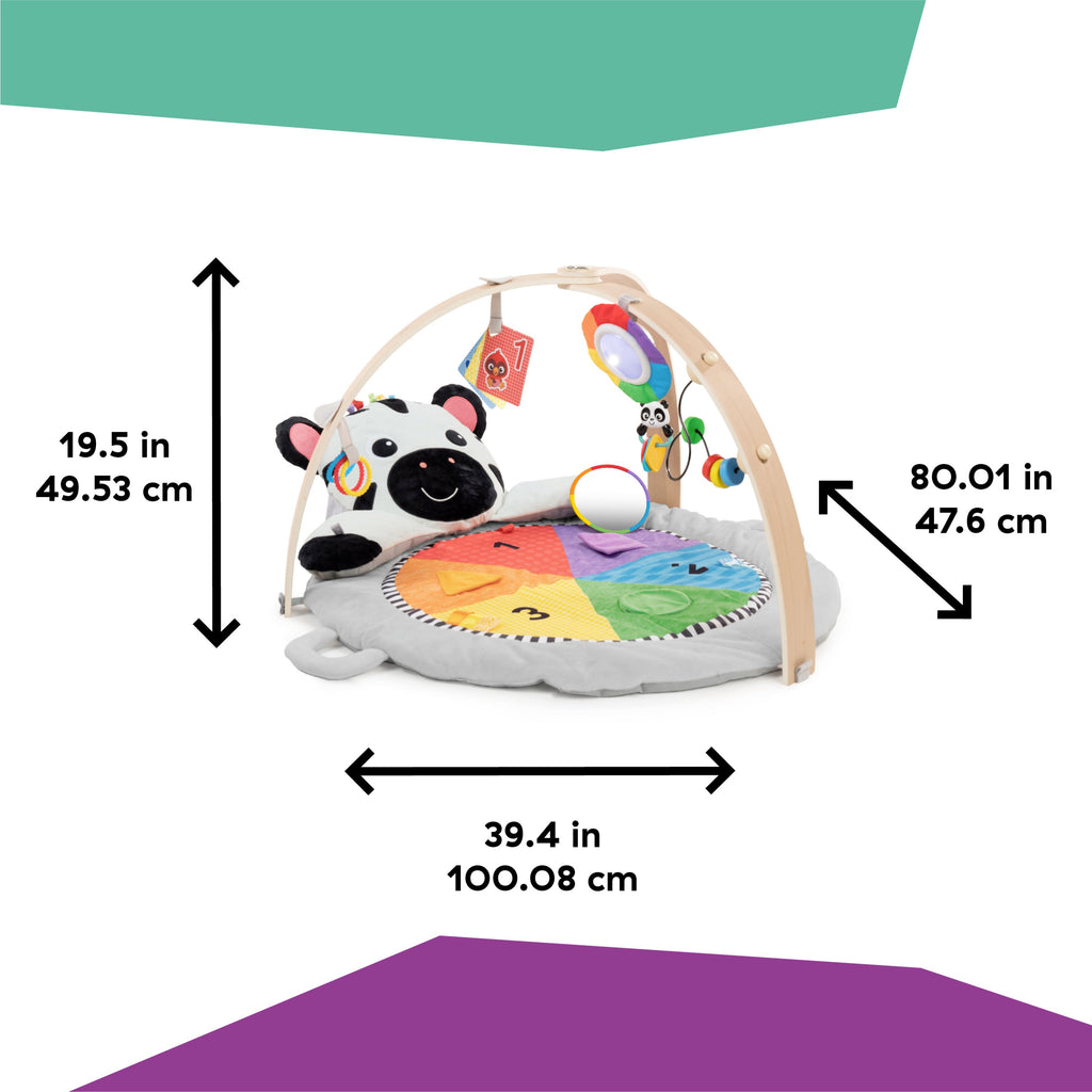 Baby Einstein Zen's Activity Milestones Plush Gym, with Wooden Bar, Infant to Toddler