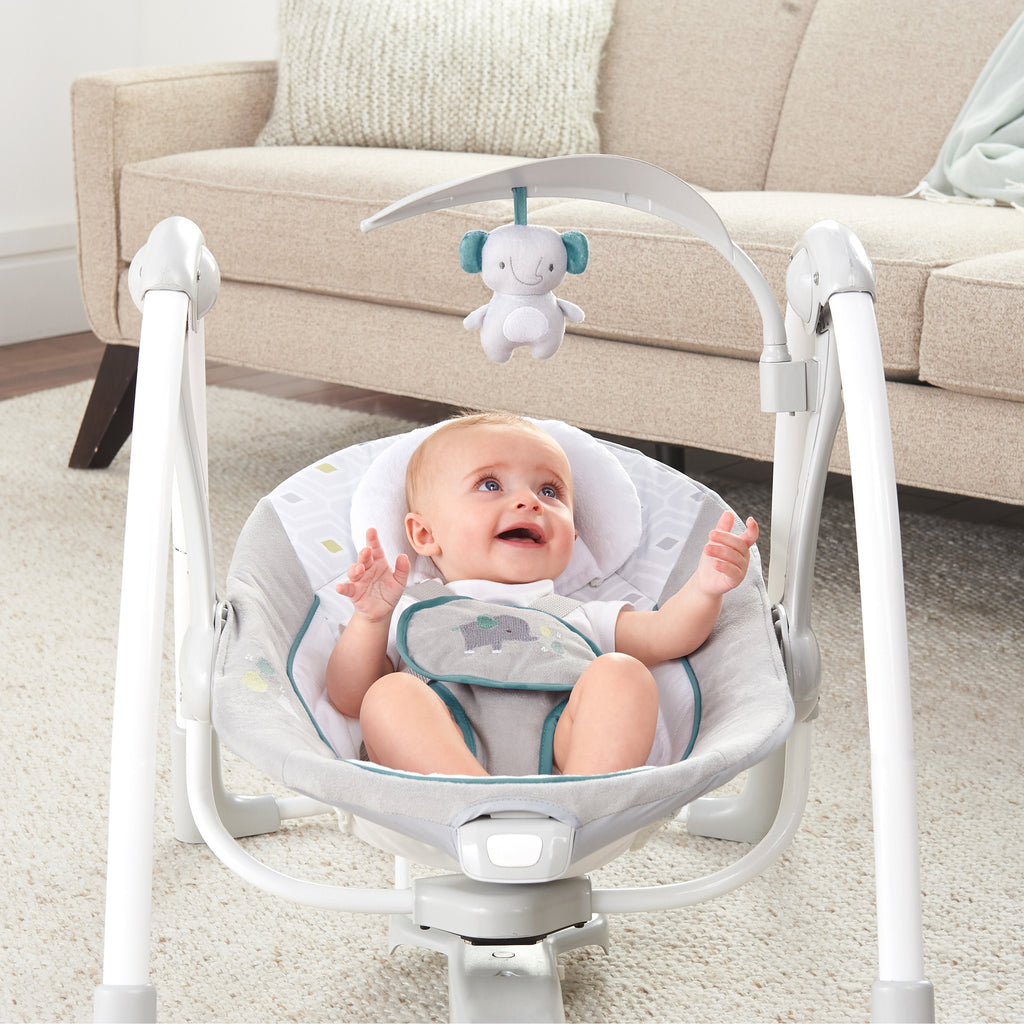 Ingenuity ConvertMe 2-in-1 Compact Portable Baby Swing 2 Infant Seat, Nash