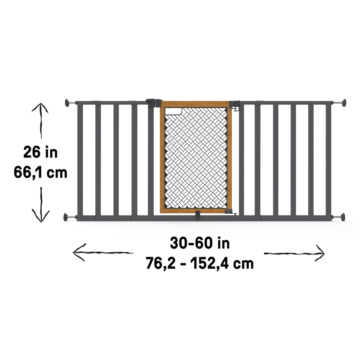 The Thruway 60XW Series Extra Wide Safety Pet and Baby Gate, 30-60 Wide, 26 Tall  Honey Oak