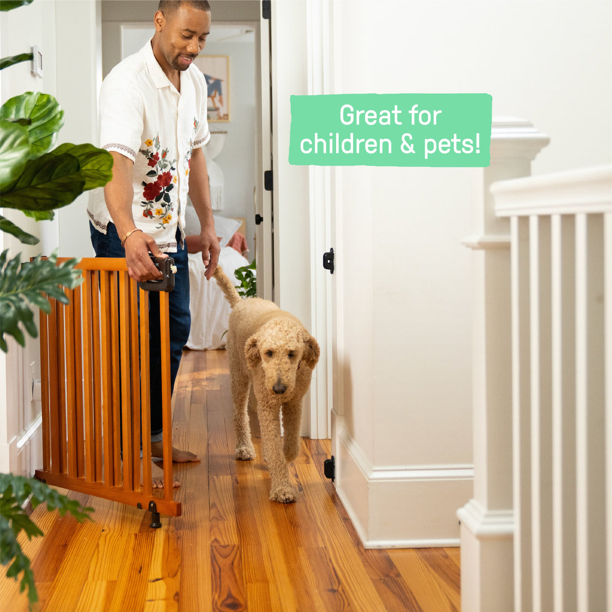 Ingenuity The Stairway 48W Series Pet and Baby Gate, Openings 30-48 Wide, 32Tall - Brown