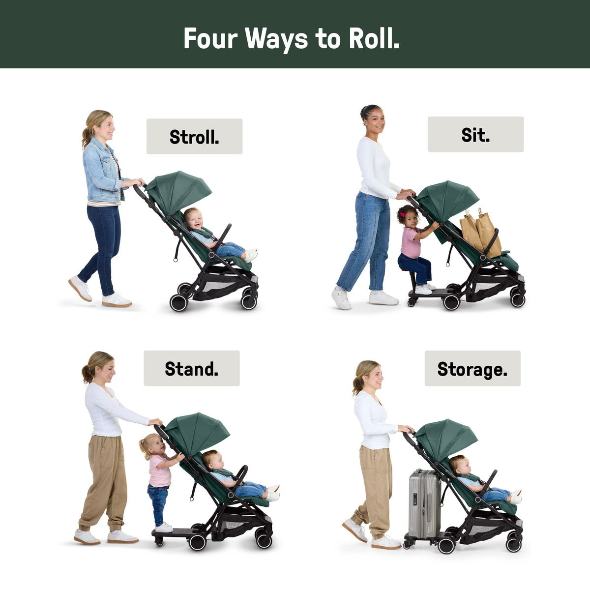 Ingenuity 3D Travelmate Pro Compact Travel Stroller with Ride-On Board, One-Hand Fold, Car Seat Compatible, Protective Canopy