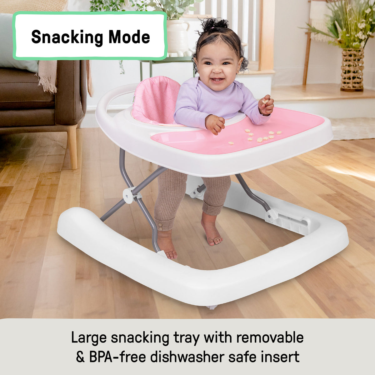 Ingenuity Step & Sprout 3-in-1 Foldable Baby Activity Walker with Removable Toys Ages 6 months +, First Forest - Pink