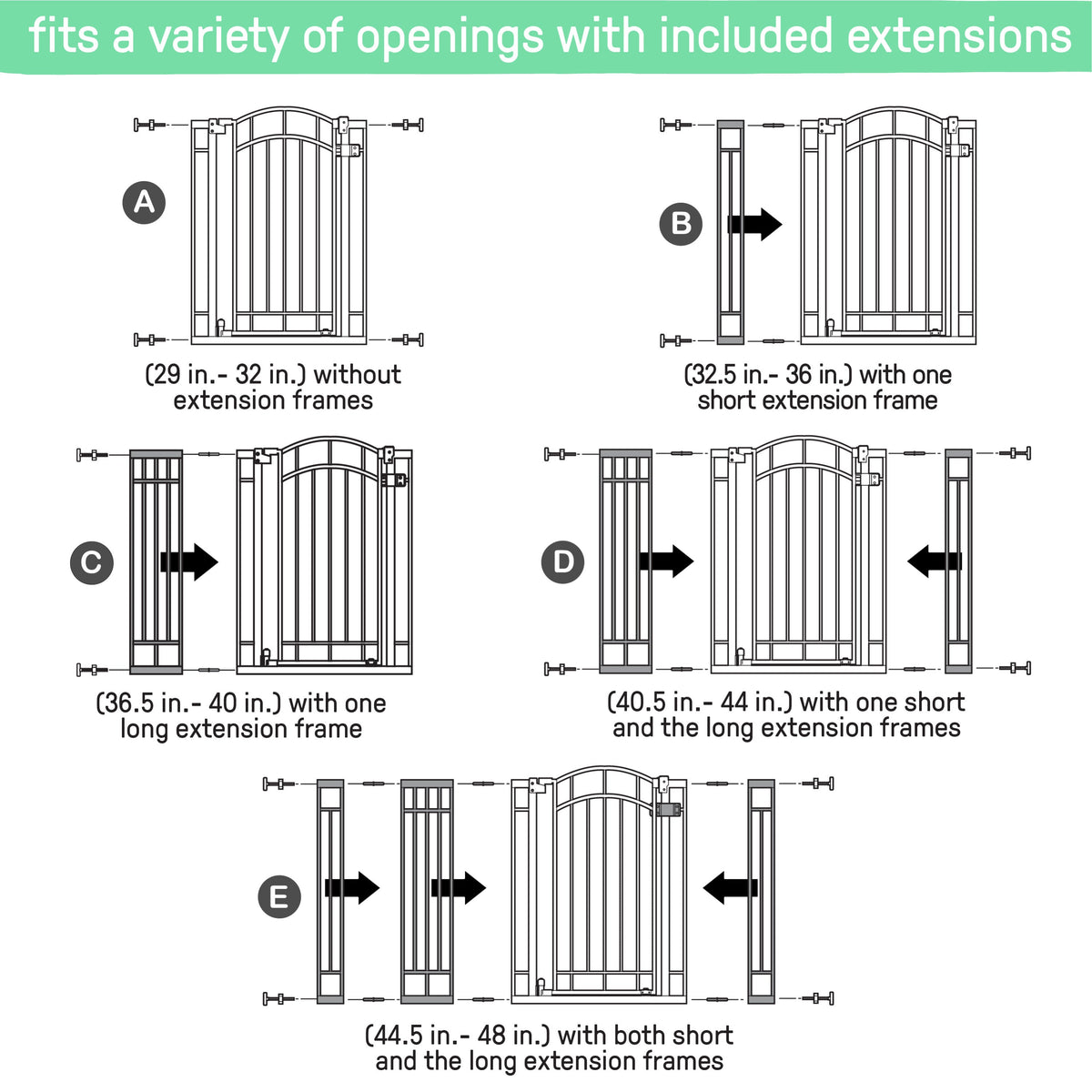 The Doorway 48W Series Pet and Baby Gate, Openings 28.5 to 48 - 36 Tall - Black