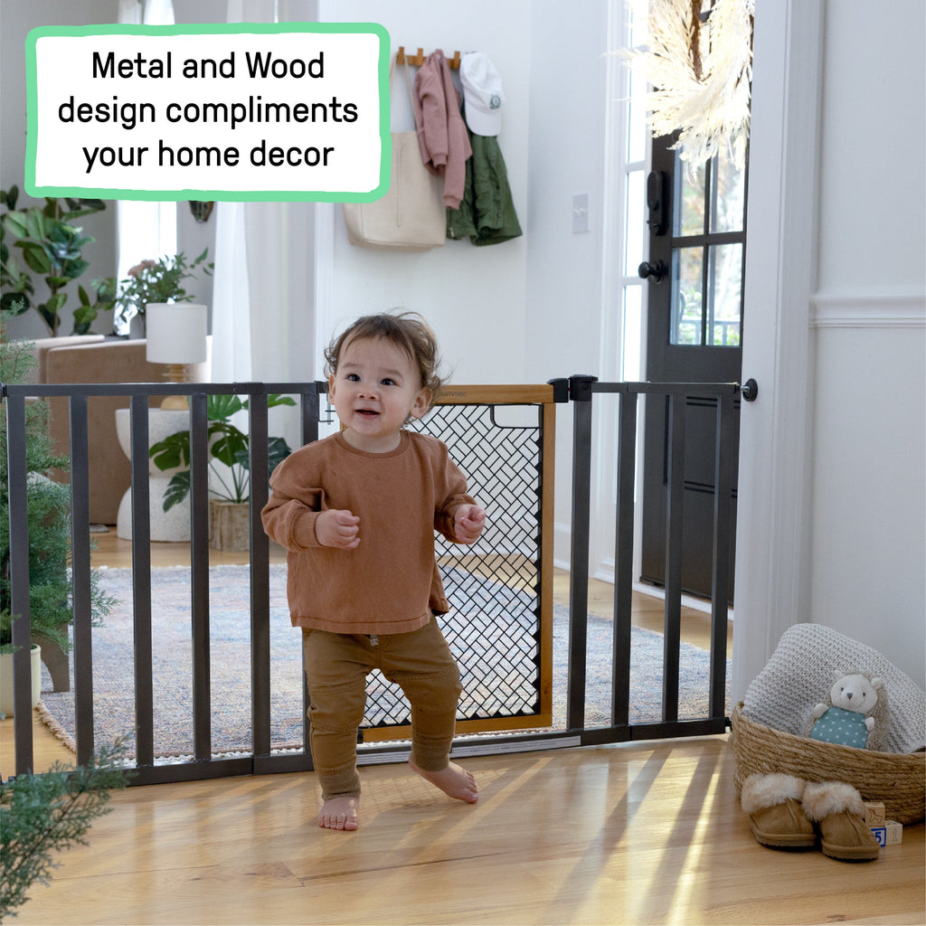 The Thruway 60XW Series Extra Wide Safety Pet and Baby Gate, 30-60 Wide, 26 Tall  Honey Oak