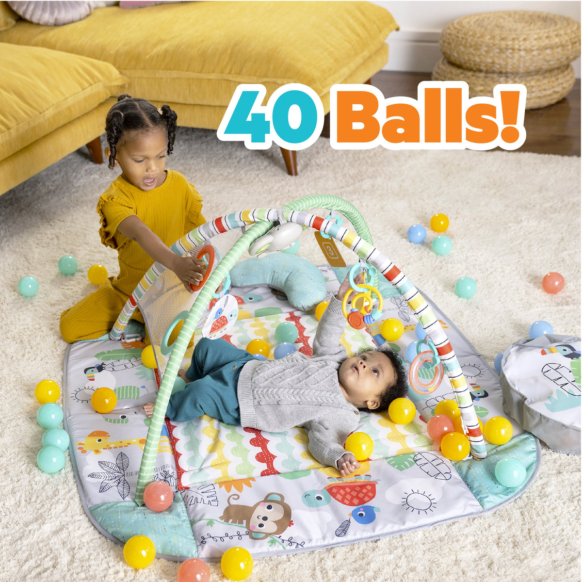 Bright Starts 5-in-1 Your Way Ball Play Baby Activity Gym & Ball Pit, Totally Tropical
