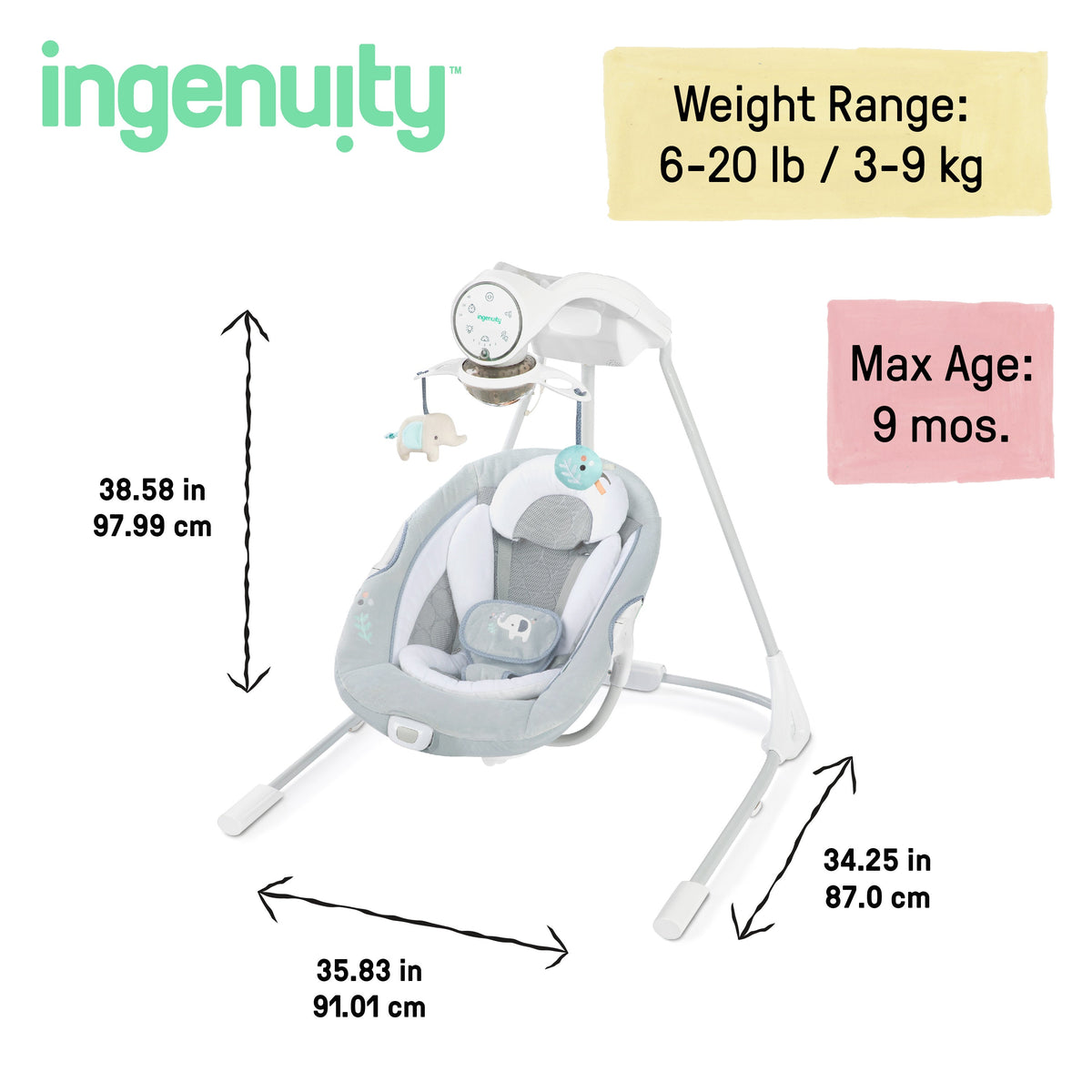 Ingenuity InLighten Soothing Swing  - Dakota