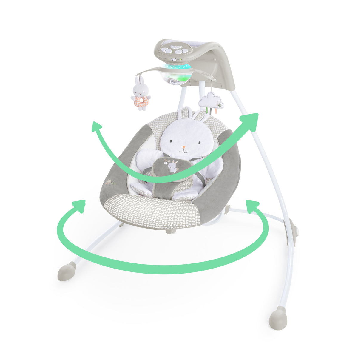Ingenuity InLighten Baby Swing, Easy-Fold Frame & Light Up Mobile, Twinkle Tails