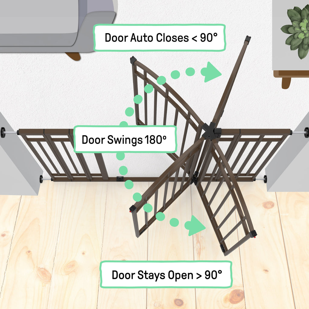 Ingenuity Decorative Extra Tall Baby Gate & Dog Gate, 28.5-48 Wide, 36 Tall, Hardware or Pressure Mounted, Install on Top or Bottom of Stairs, Banister, or Doorway - Bronze