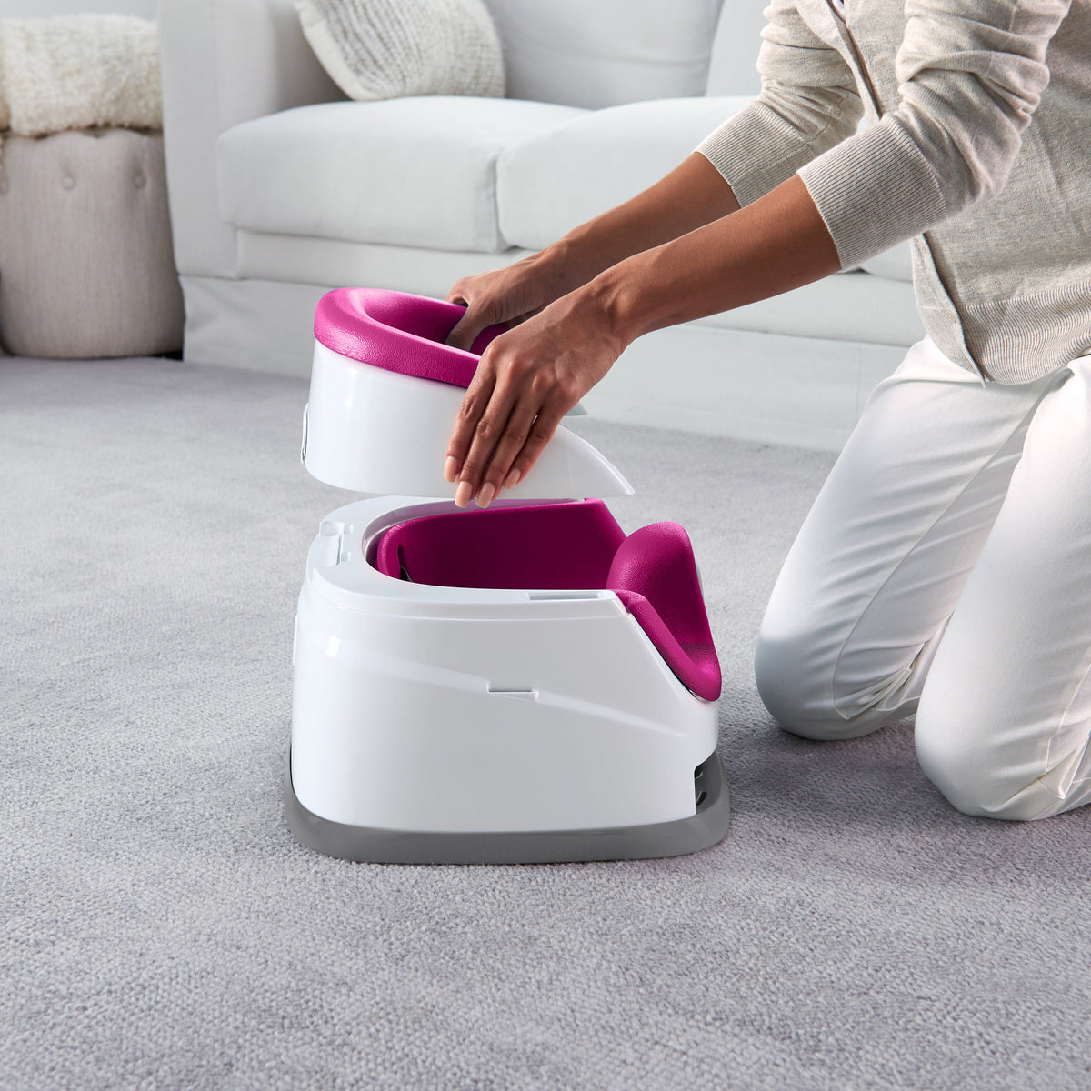 Ingenuity Baby Base 2-in-1 Booster Feeding and Floor Seat, Pink Flambe