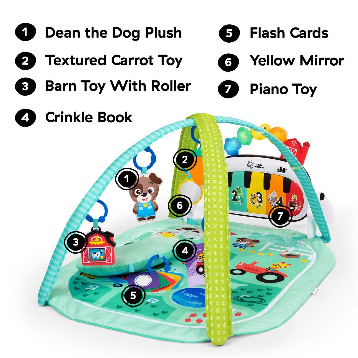 Baby Einstein Farm Explorers 4-in-1 Kickin Tunes Musical Meadow Music & Language Discovery Gym