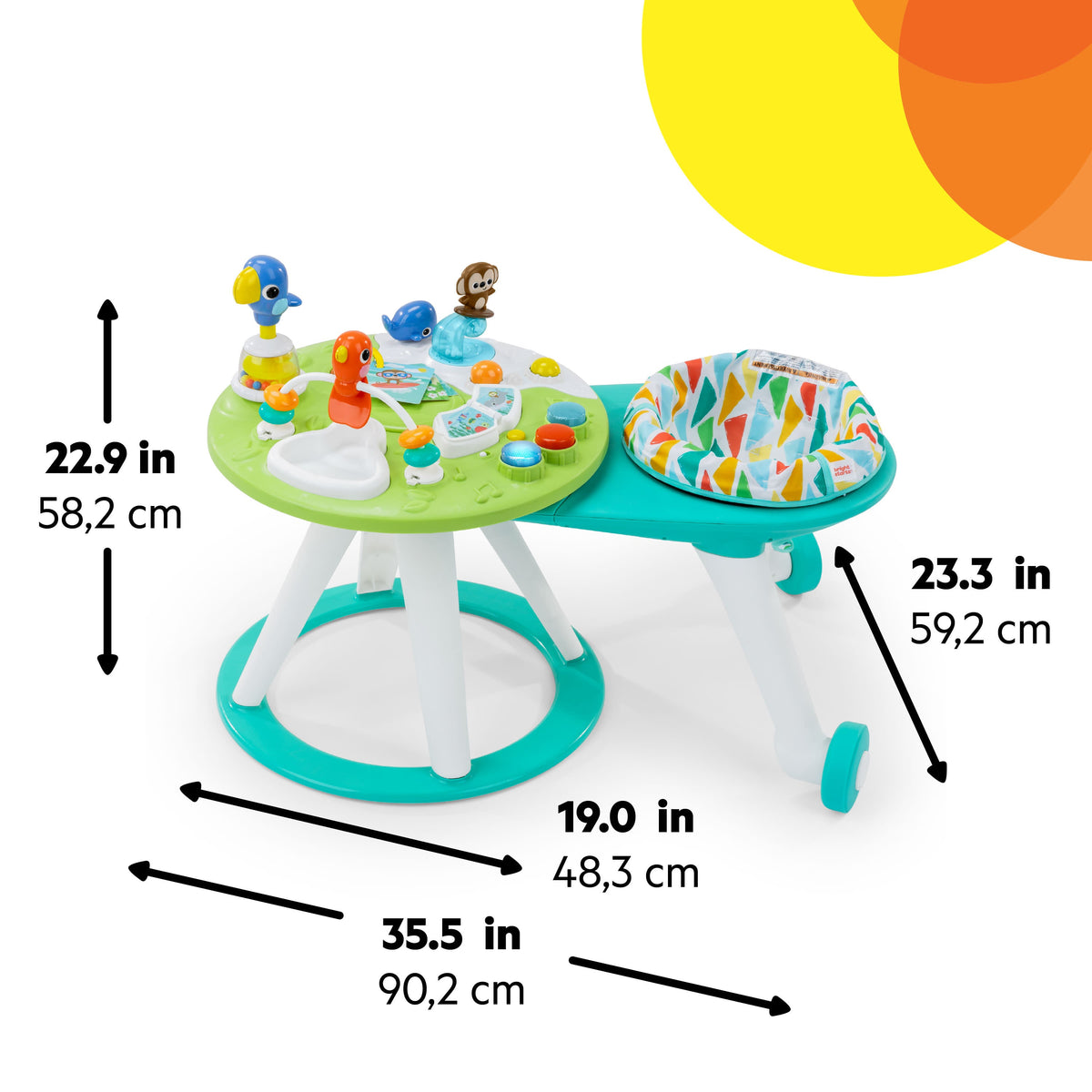 Bright Starts Around We Go 2-in-1 Walk-Around Activity Center & Table - Tropic Cool