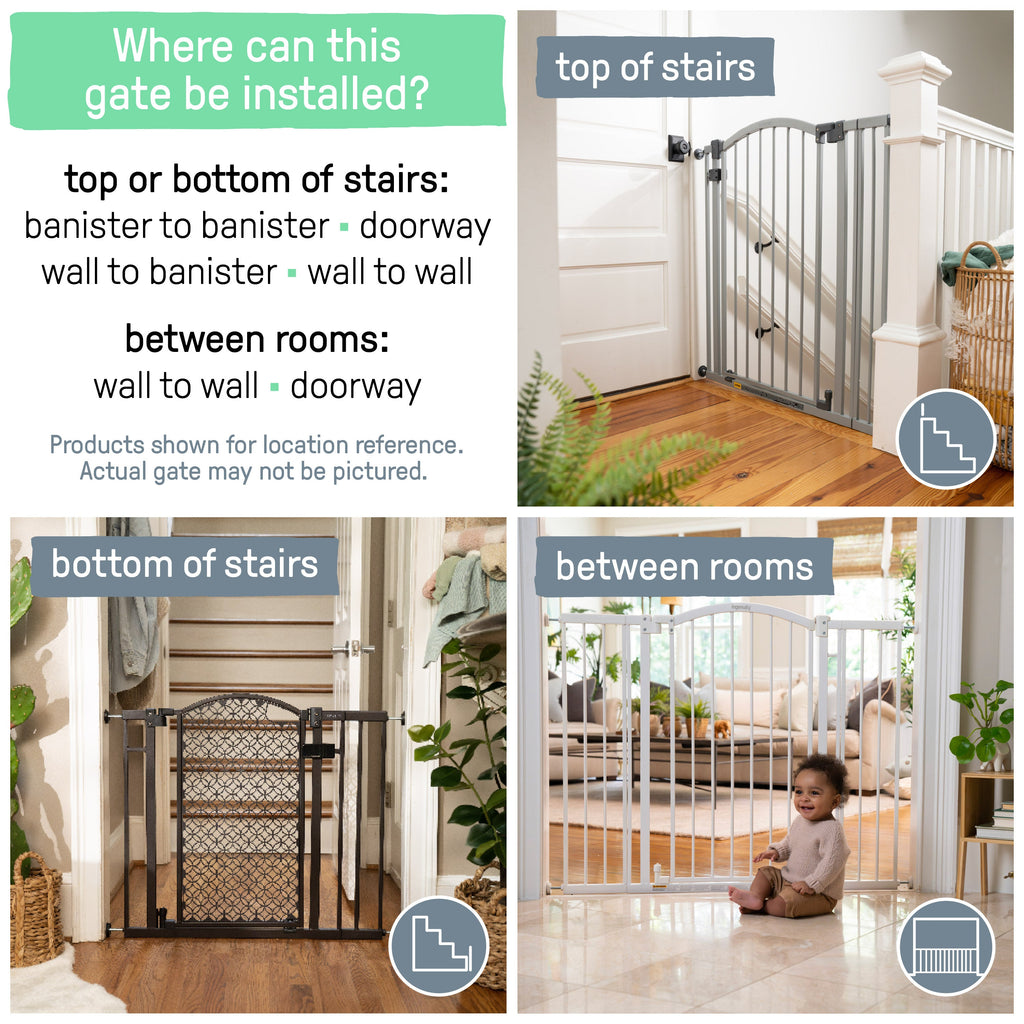 The Thruway 53W Series Pet and Baby Gate, Openings 29.5-53, 38 Tall - Gray