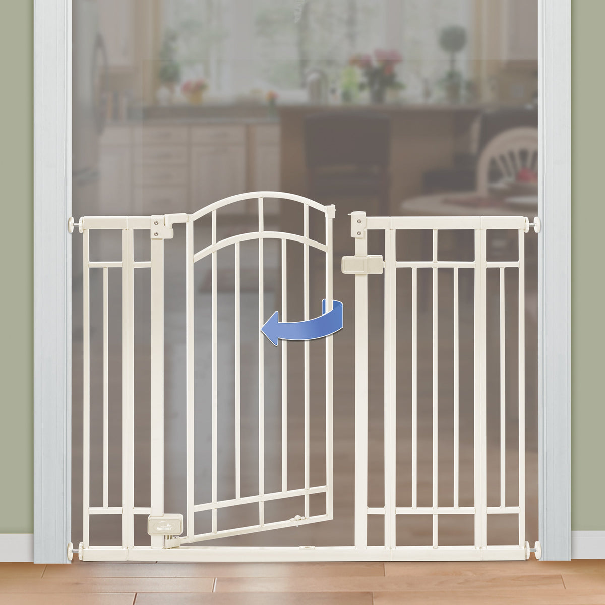 Multi-Use Decorative Extra Tall Walk-Thru Pet and Baby Gate, Openings 29-48 Wide - Beige
