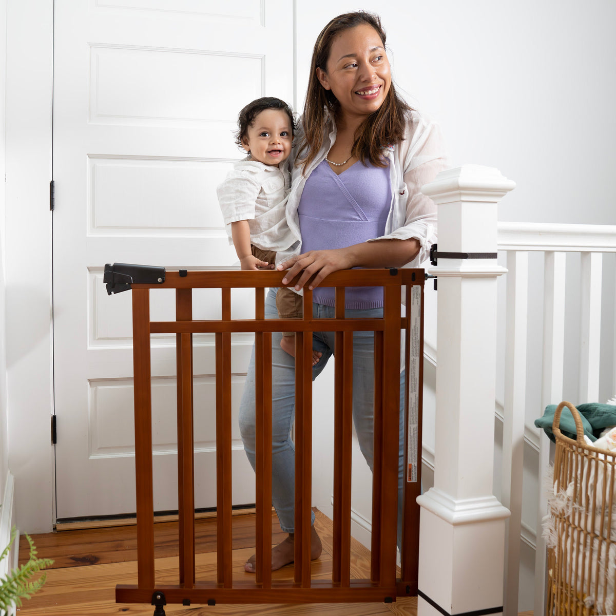 The Stairway+ 48W Series Pet and Baby Gate with Dual Banister Kit, Openings 32 to 48 Wide, 33 Tall