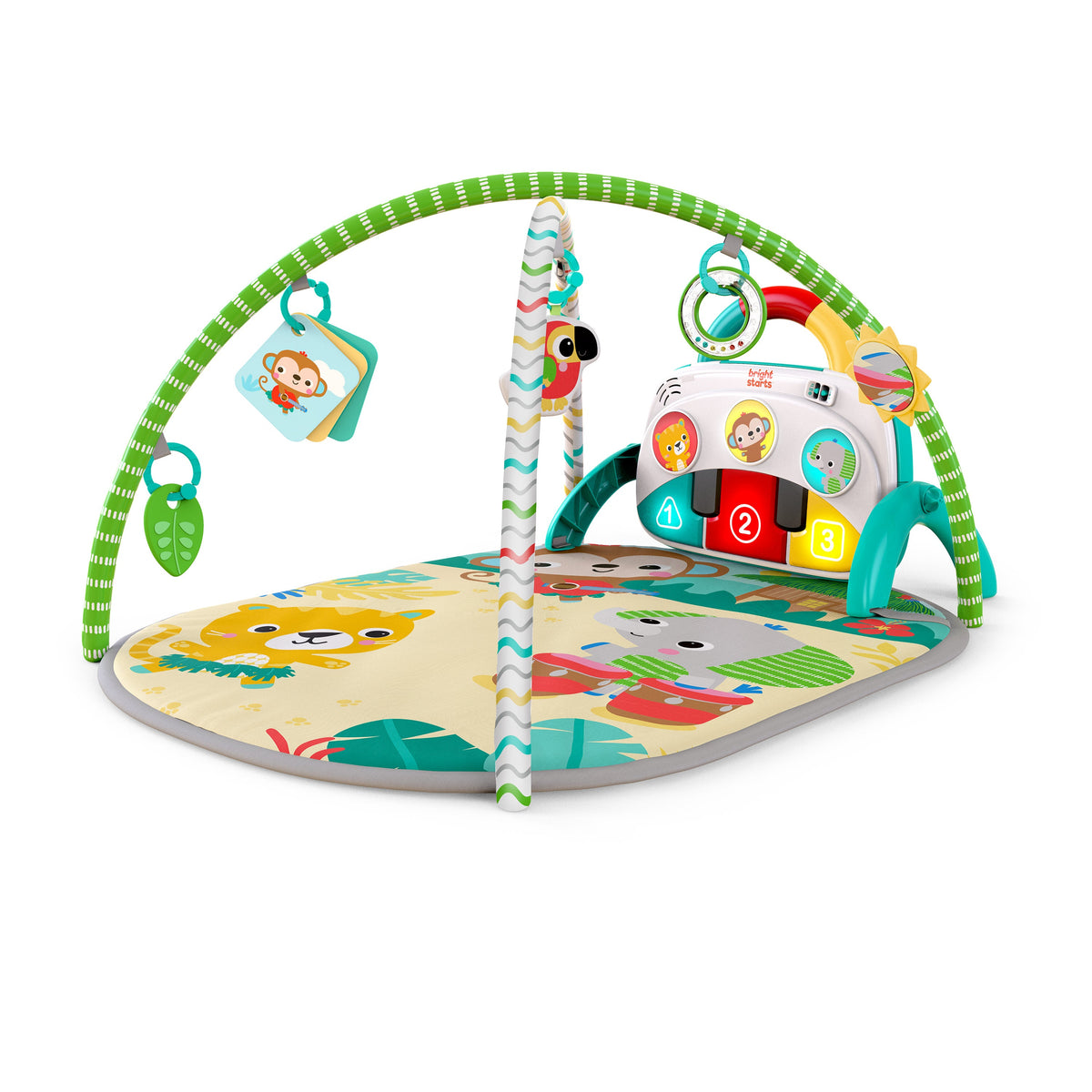 Bright Starts 4-in-1 Groovin Kicks Piano & Drum Baby Play Gym, Tropical Safari