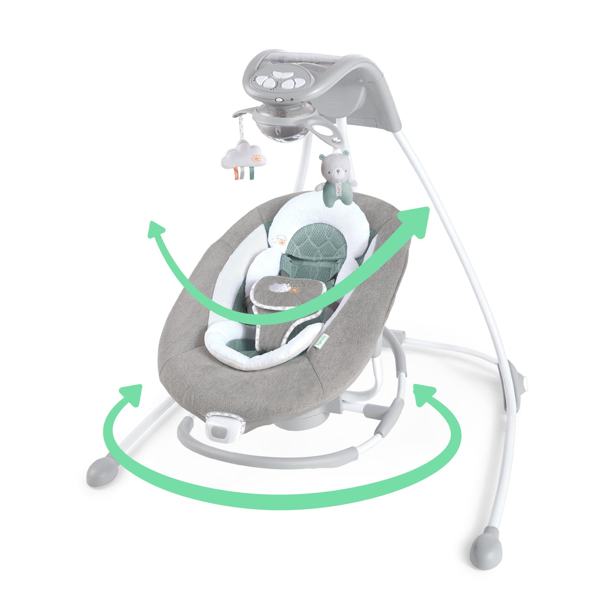 Ingenuity InLighten 2-in-1 Baby Swing & Rocker with Cool Mesh, Pemberton