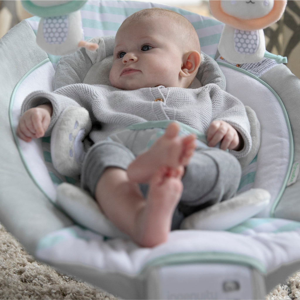 Ingenuity Bouncer Infant Seat with Vibration and Melodies, Landry the Lion
