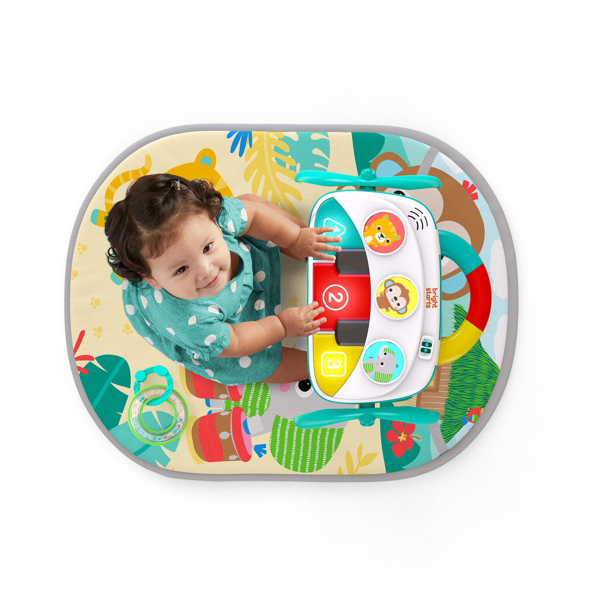 Bright Starts 4-in-1 Groovin Kicks Piano & Drum Baby Play Gym, Tropical Safari