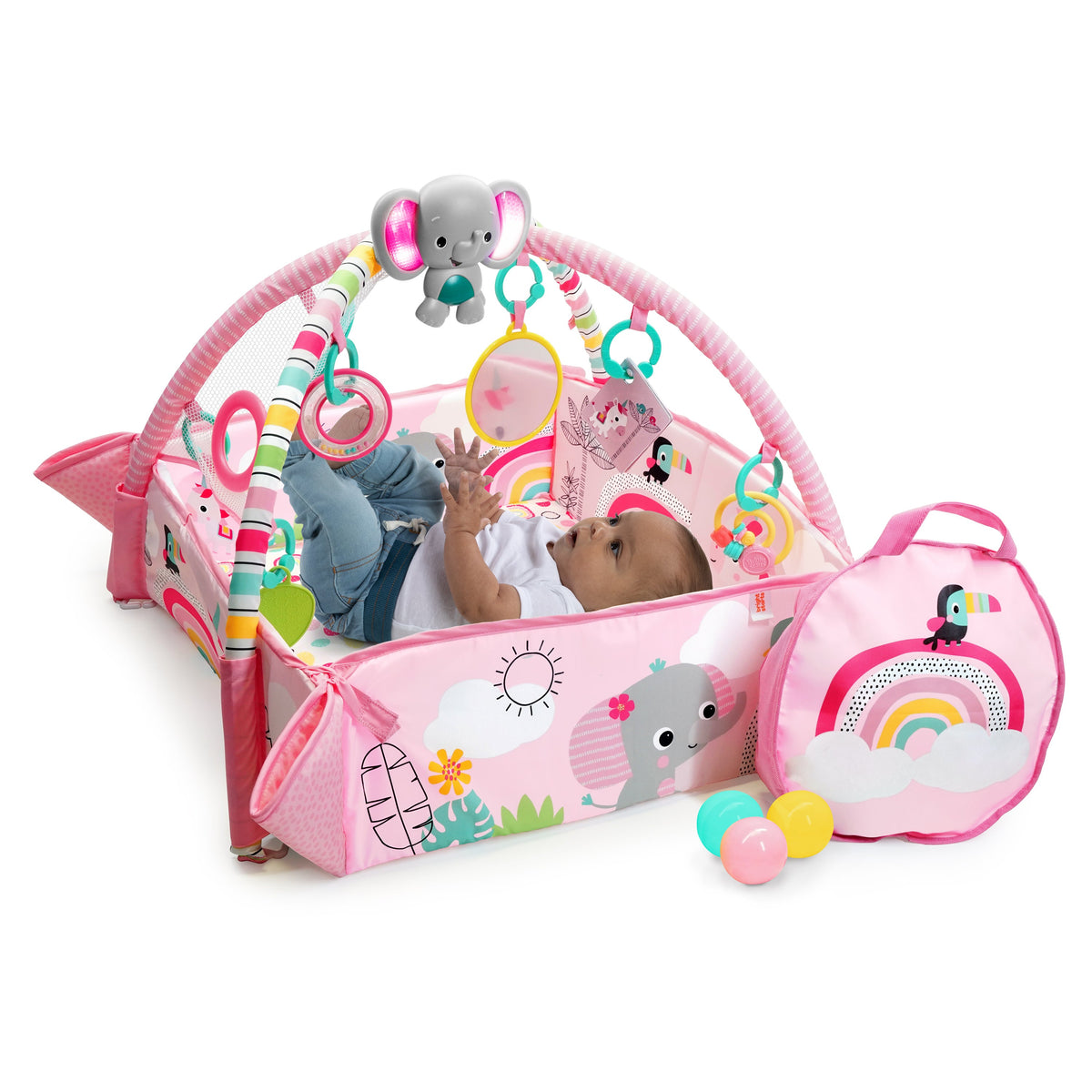 Bright Starts 5-in-1 Your Way Ball Play Baby Activity Play Gym & Ball Pit, Rainbow Tropics