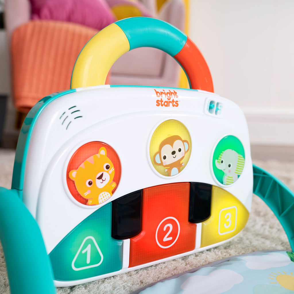 Bright Starts 4-in-1 Groovin Kicks Piano & Drum Baby Play Gym, Tropical Safari