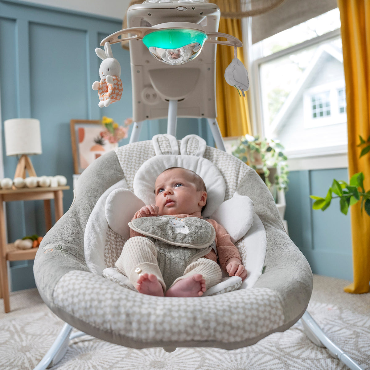 Ingenuity InLighten Baby Swing, Easy-Fold Frame & Light Up Mobile, Twinkle Tails