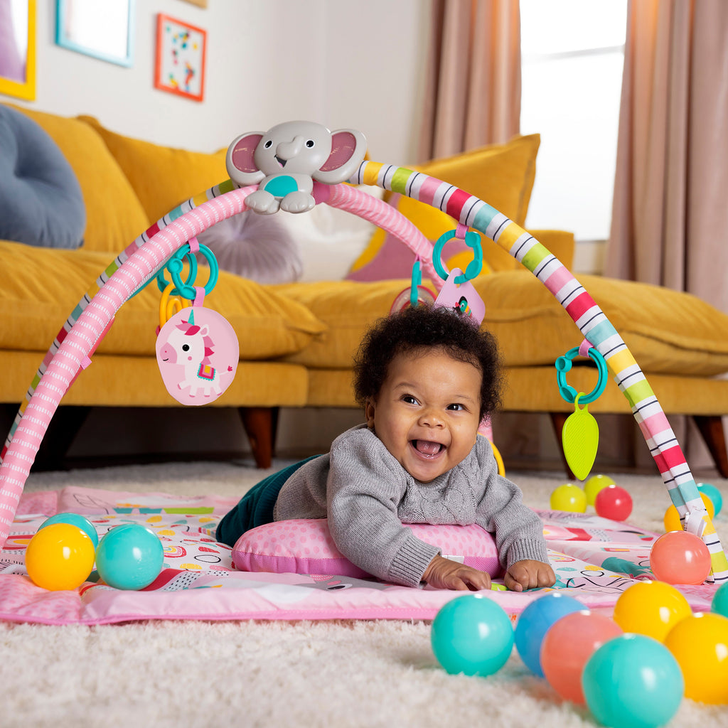 Bright Starts 5-in-1 Your Way Ball Play Baby Activity Play Gym & Ball Pit, Rainbow Tropics