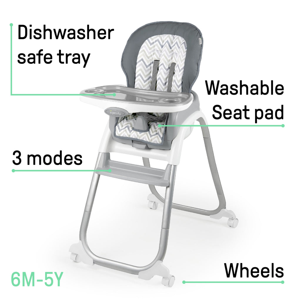 Ingenuity Trio Elite 3-in-1 High Chair - Slate - High Chair, Toddler Chair, and Booster - Braden