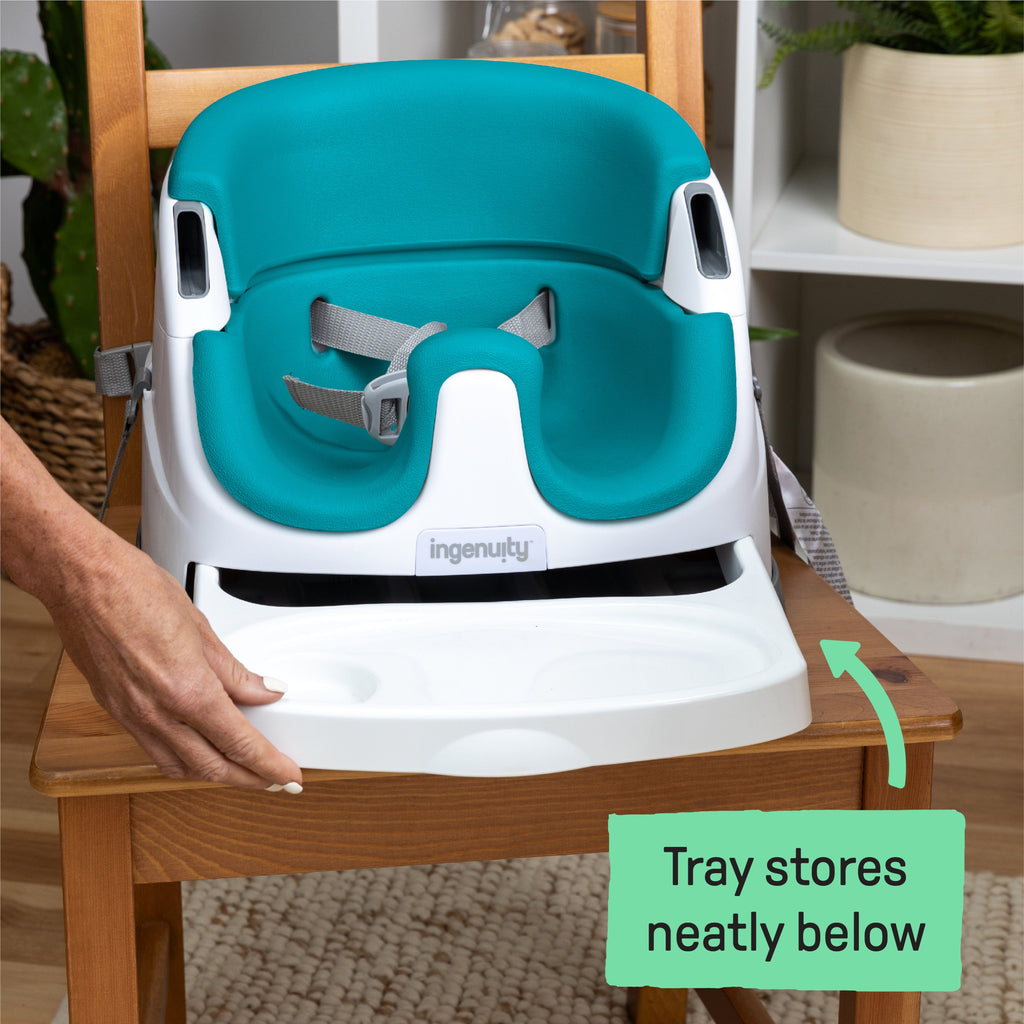 Ingenuity Baby Base 2-in-1 Booster Feeding and Floor Seat, Peacock Blue