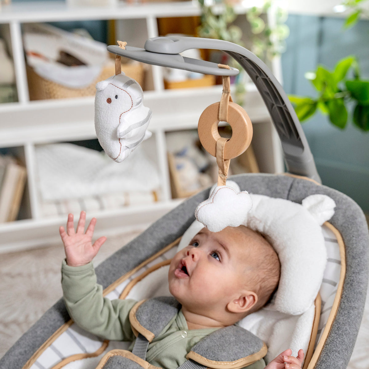 Ingenuity Boutique Collection Rocking Seat with Premium Plush Fabrics, Bella Teddy