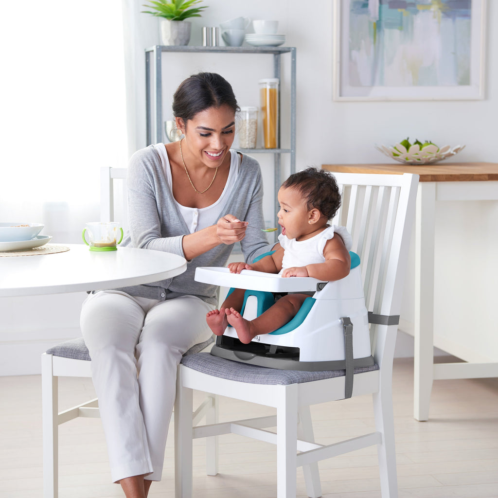 Ingenuity Baby Base 2-in-1 Booster Feeding and Floor Seat, Peacock Blue