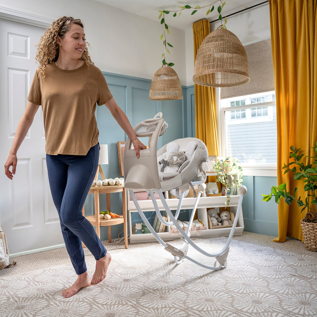 Ingenuity InLighten Baby Swing, Easy-Fold Frame & Light Up Mobile, Twinkle Tails