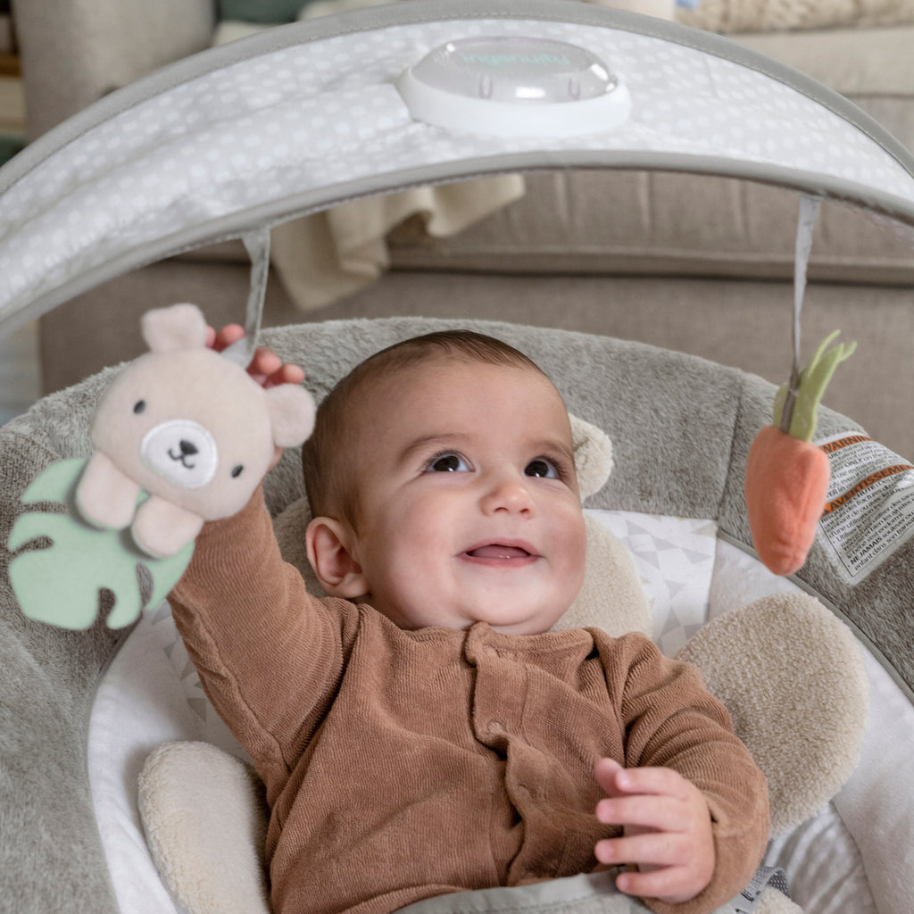Ingenuity InLighten Baby Bouncer Seat with Light Up Toy Bar, Nate