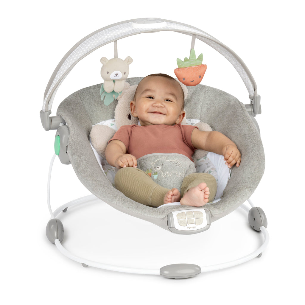 Ingenuity InLighten Baby Bouncer Seat with Light Up Toy Bar, Nate