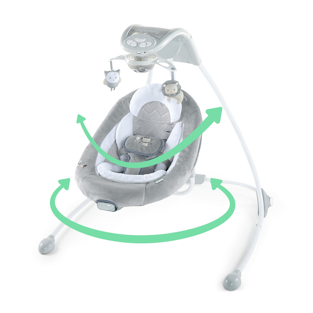 Ingenuity InLighten Baby Swing with Cool Mesh Fabric, Vibrations & Lights, Braden