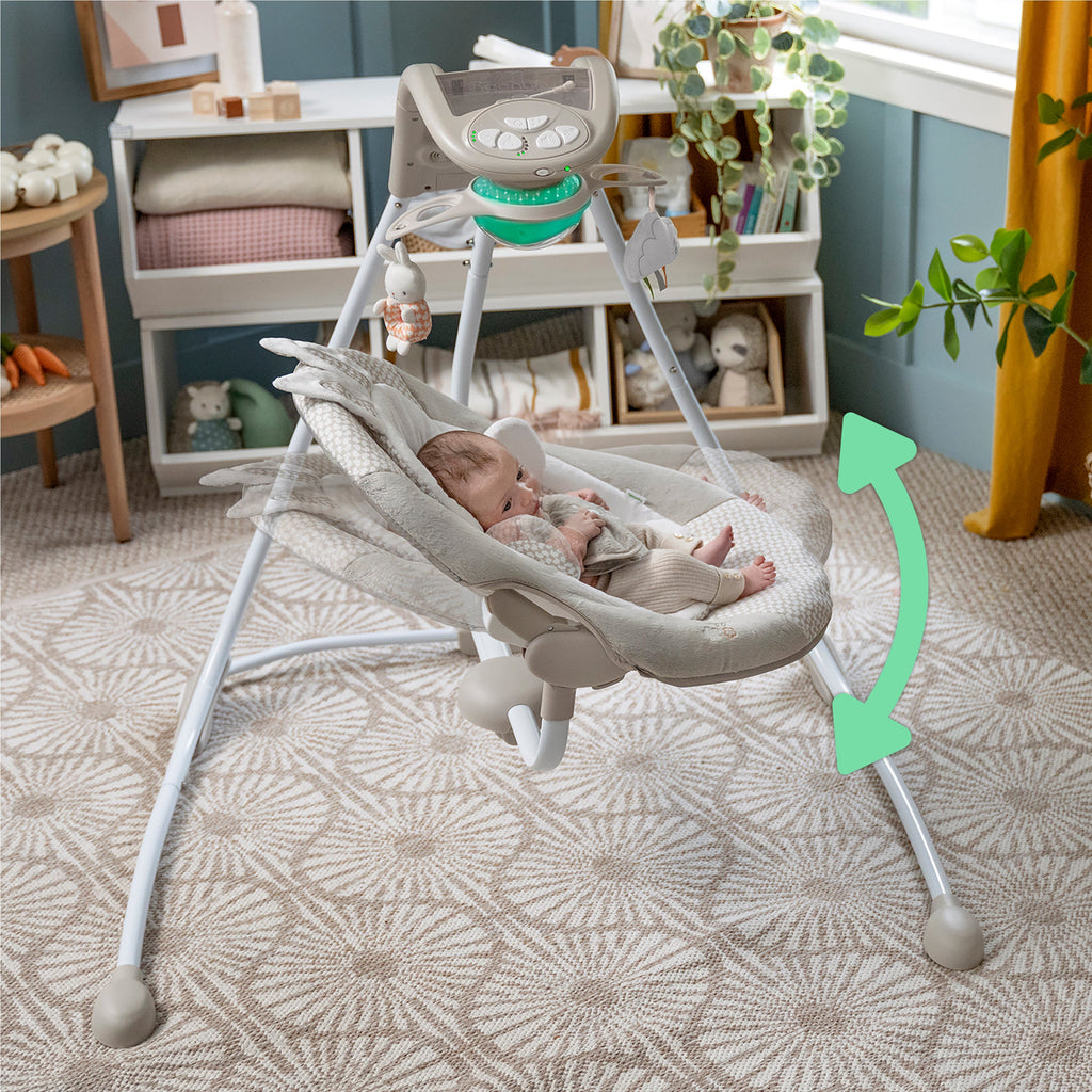 Ingenuity InLighten Baby Swing, Easy-Fold Frame & Light Up Mobile, Twinkle Tails