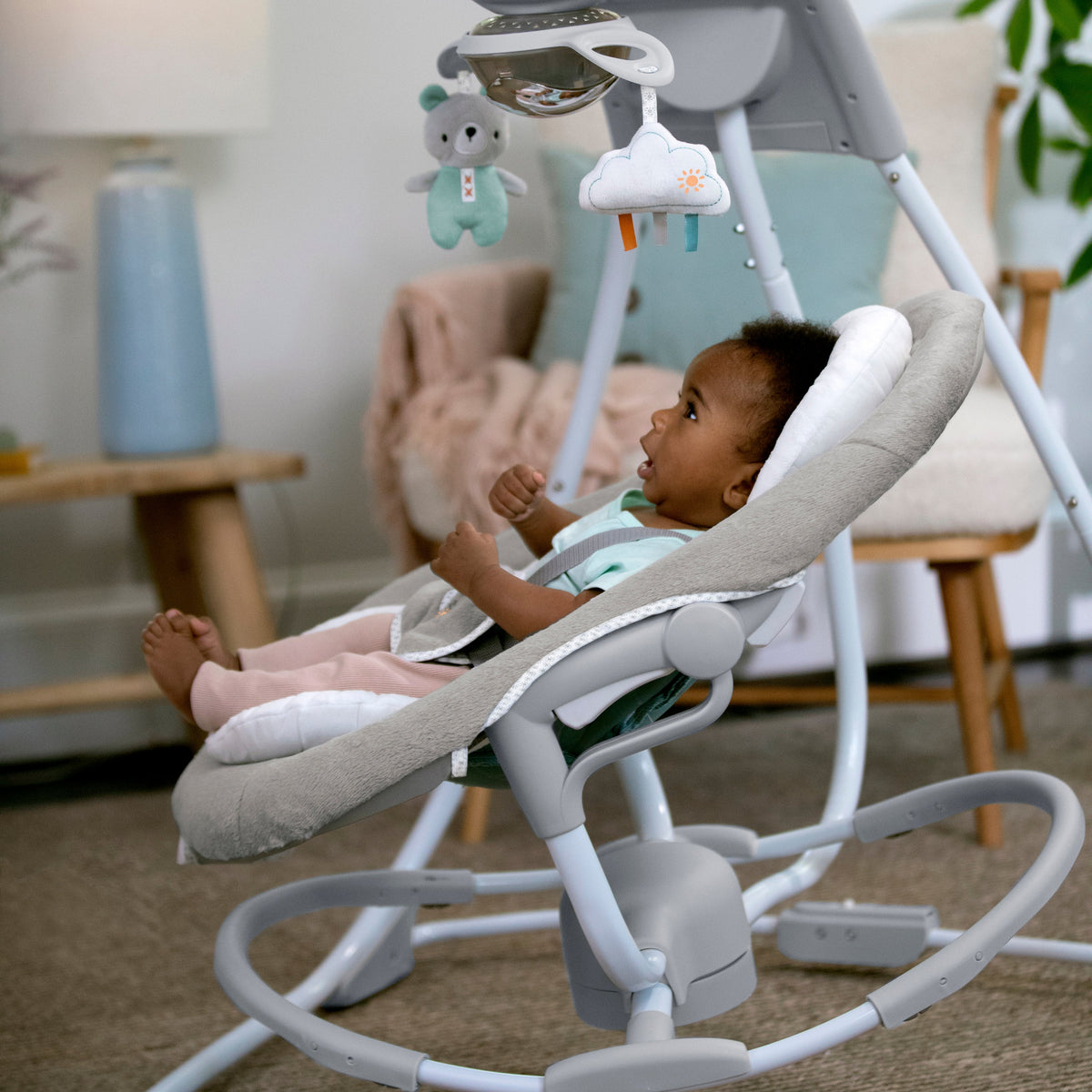 Ingenuity InLighten 2-in-1 Baby Swing & Rocker with Cool Mesh, Pemberton