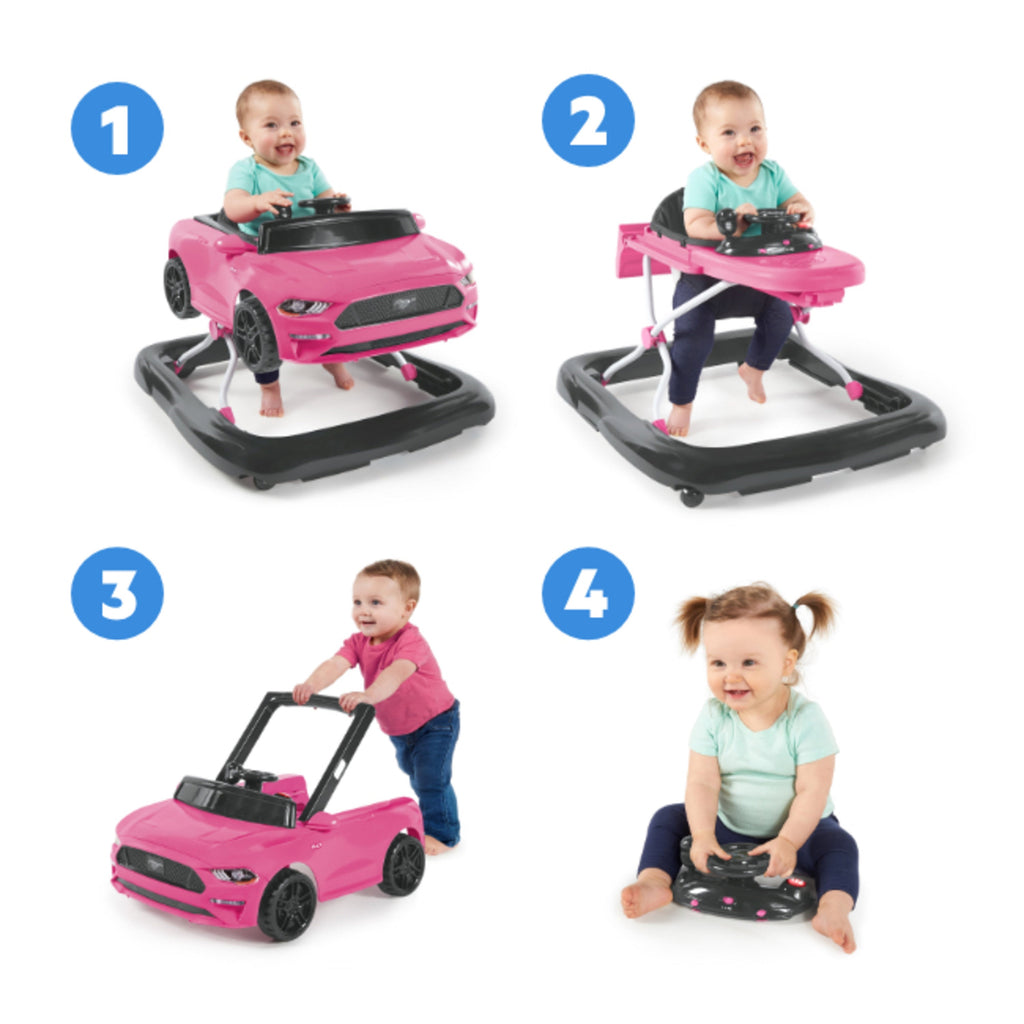 Ford Mustang 4-in-1 Pink Baby Activity Walker with 4 Ways to Play