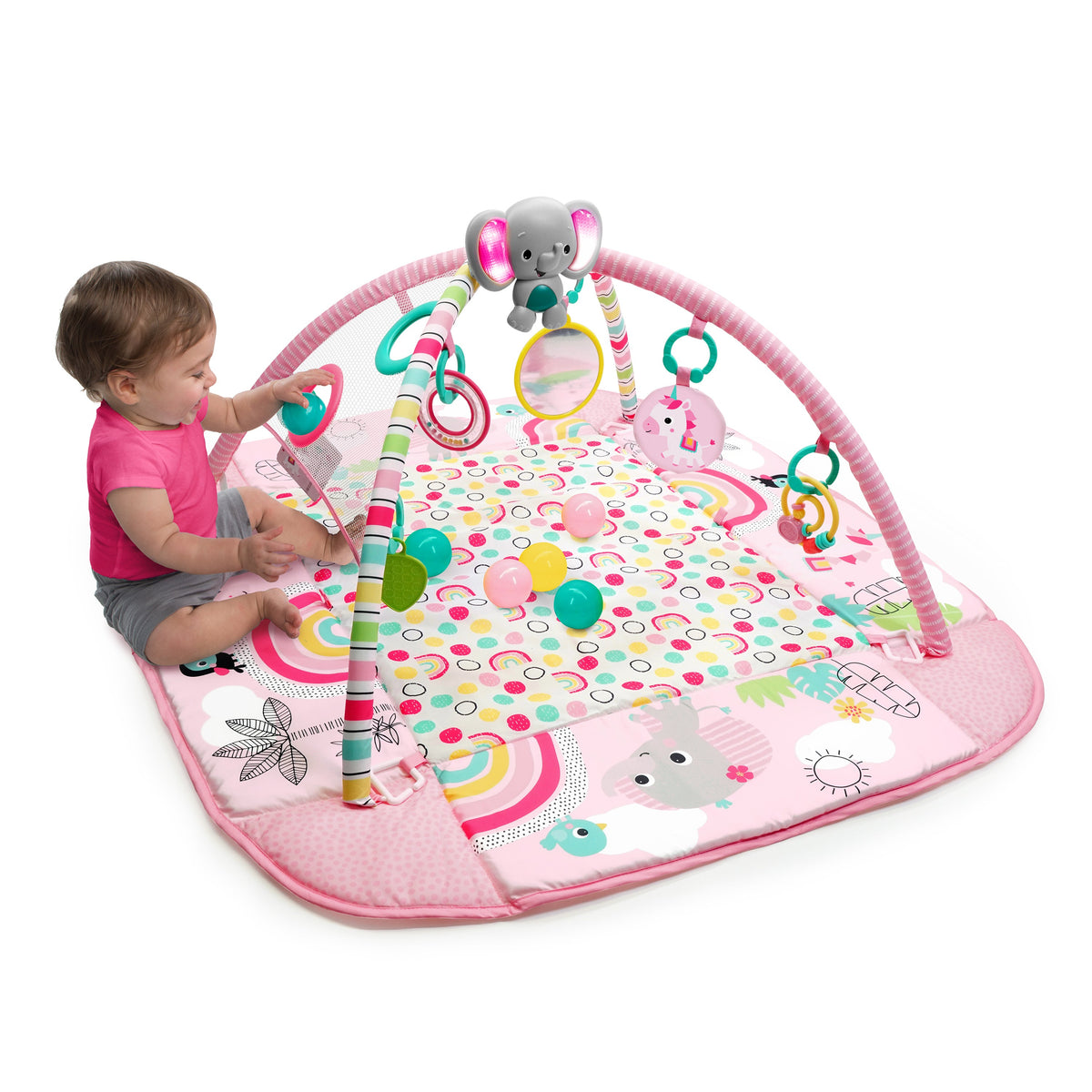 Bright Starts 5-in-1 Your Way Ball Play Baby Activity Play Gym & Ball Pit, Rainbow Tropics