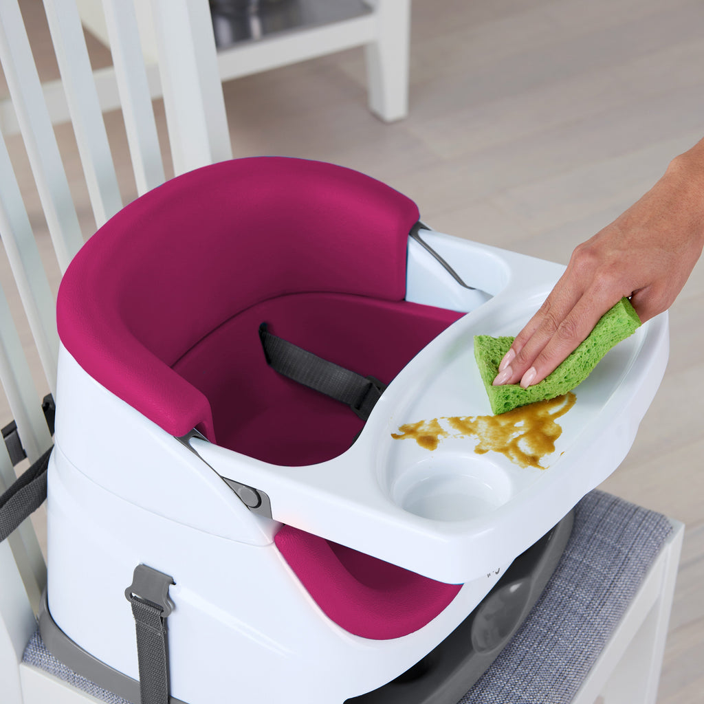 Ingenuity Baby Base 2-in-1 Booster Feeding and Floor Seat, Pink Flambe