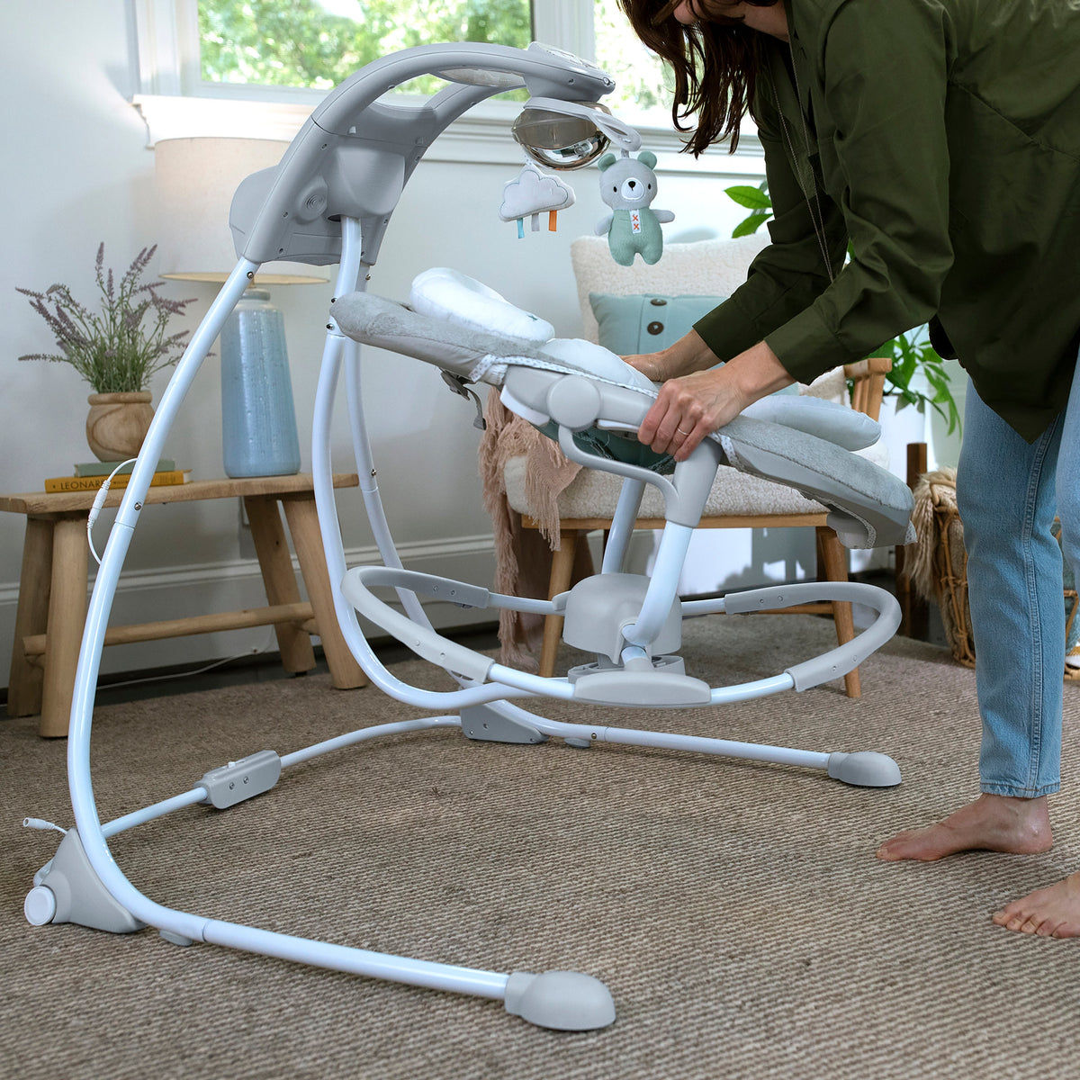 Ingenuity InLighten 2-in-1 Baby Swing & Rocker with Cool Mesh, Pemberton