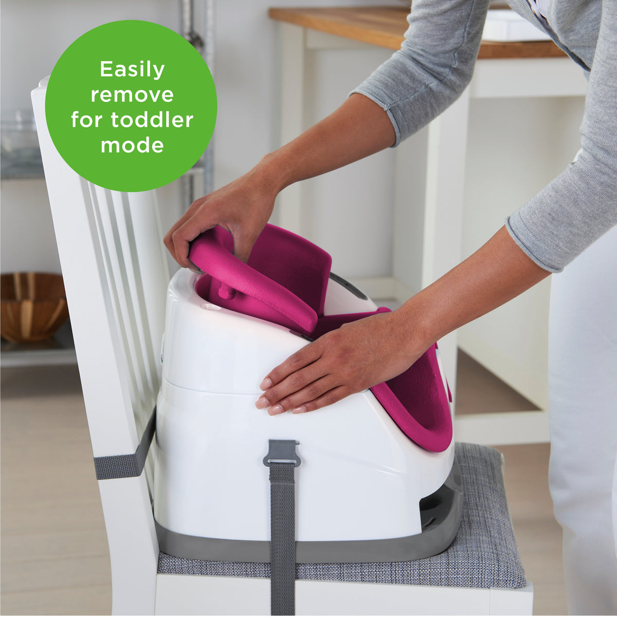 Ingenuity Baby Base 2-in-1 Booster Feeding and Floor Seat, Pink Flambe