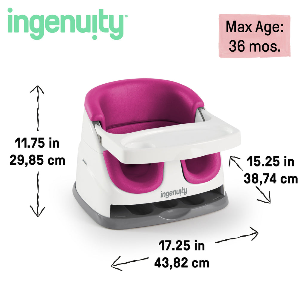 Ingenuity Baby Base 2-in-1 Booster Feeding and Floor Seat, Pink Flambe