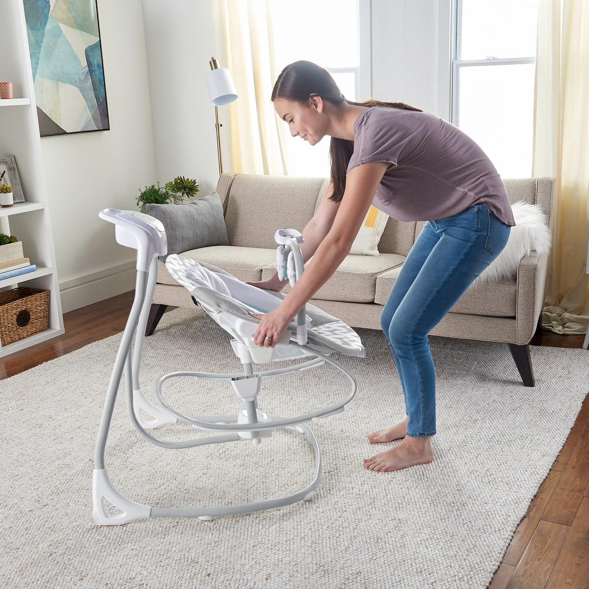 Ingenuity 2-in-1 Multi-Direction Compact Vibrating Baby Swing & Rocker, Raylan
