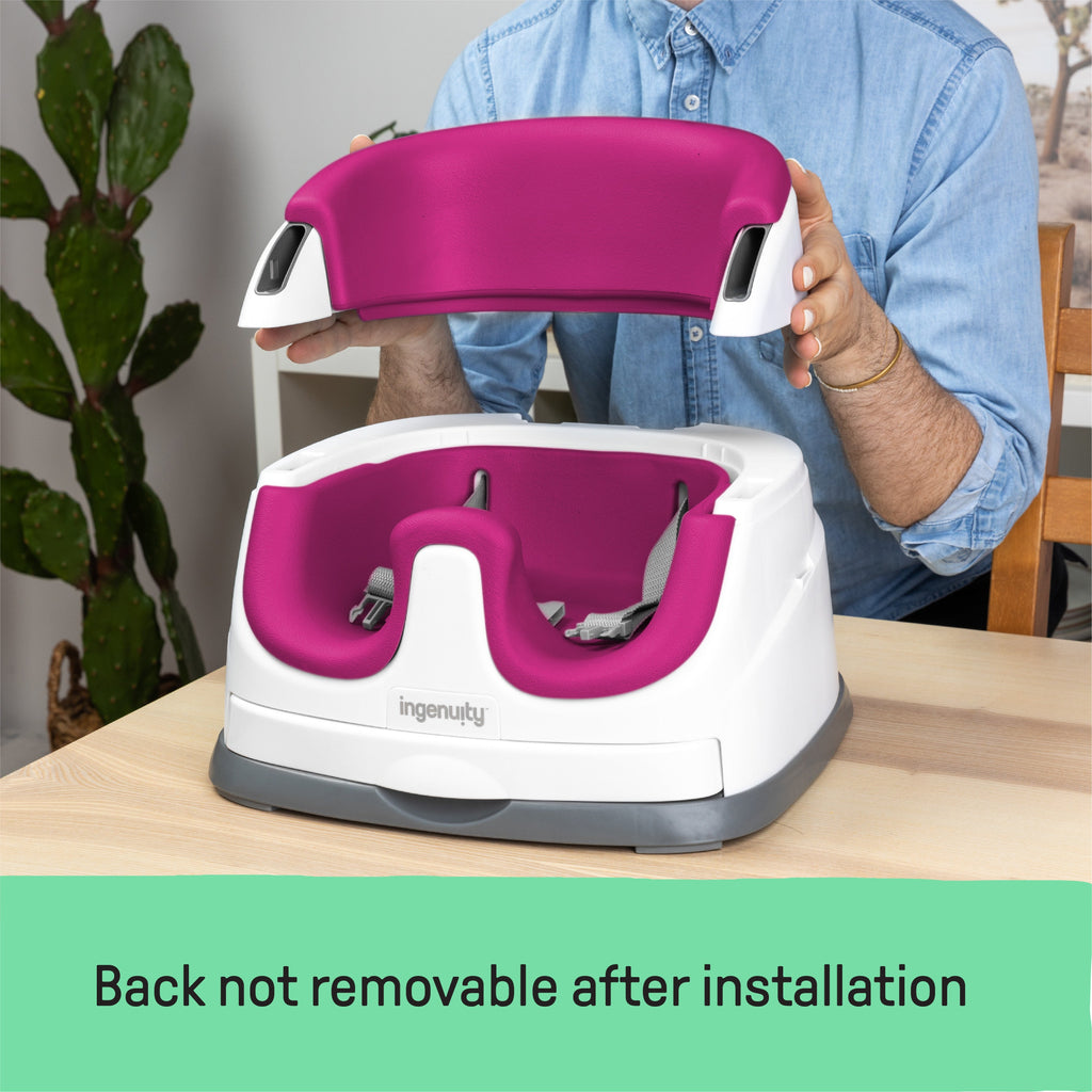 Ingenuity Baby Base 2-in-1 Booster Feeding and Floor Seat, Pink Flambe