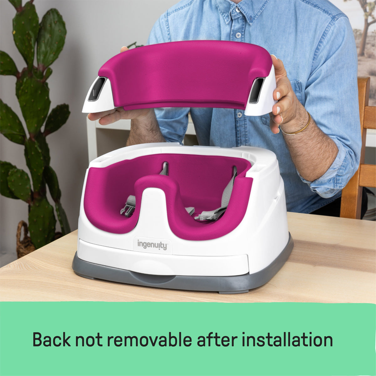 Ingenuity Baby Base 2-in-1 Booster Feeding and Floor Seat, Pink Flambe
