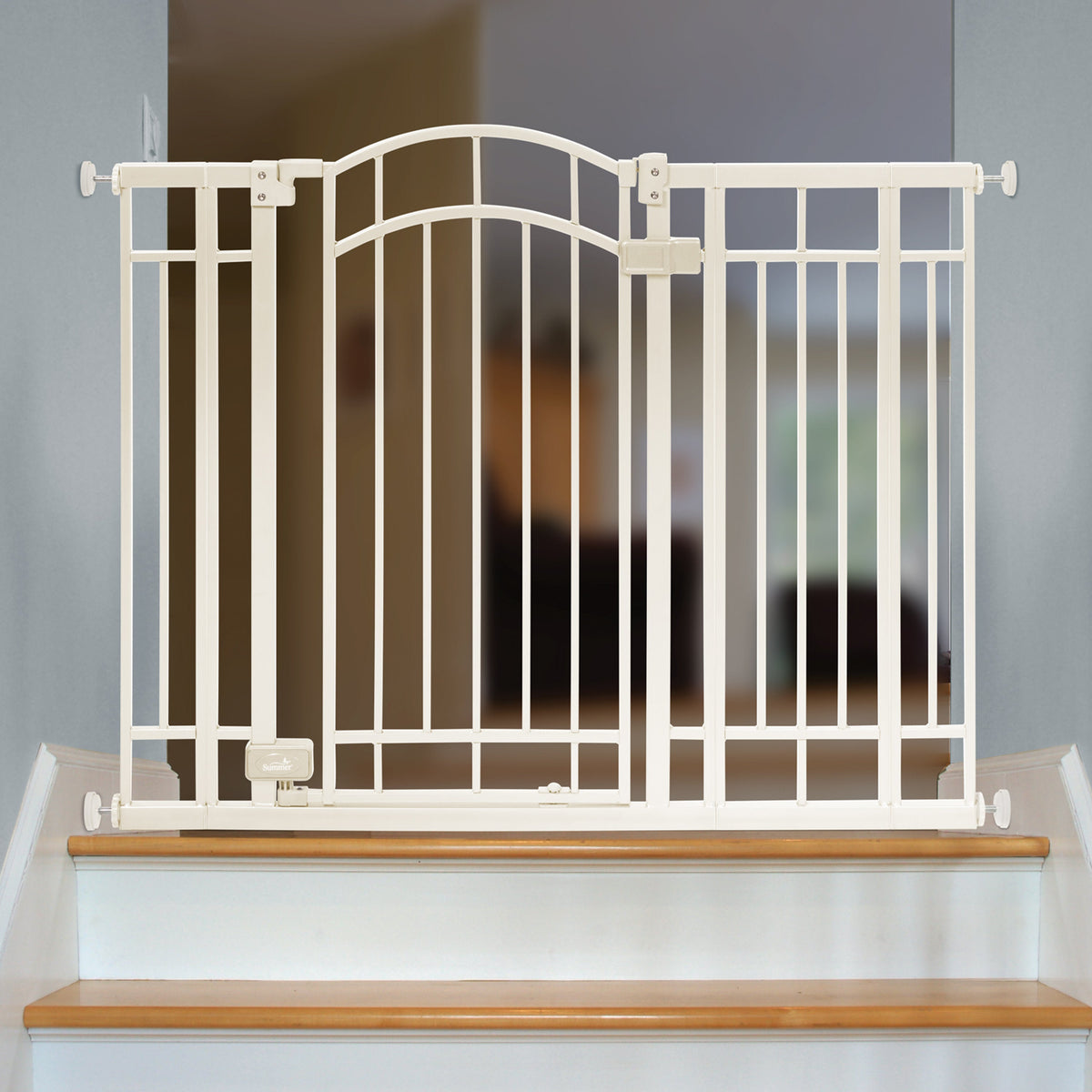 Multi-Use Decorative Extra Tall Walk-Thru Pet and Baby Gate, Openings 29-48 Wide - Beige